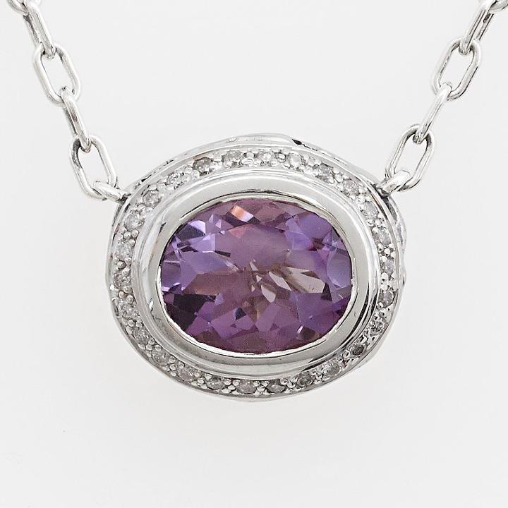 Lyric Sterling Silver Amethyst And Diamond Accent Necklace, Women's, Size: 16, Purple