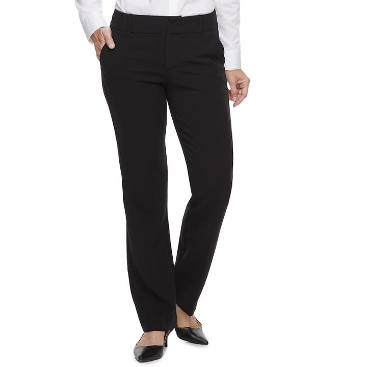 Women's Croft & Barrow&reg; Polished Straight-leg Pants, Size: 8 Short, Black