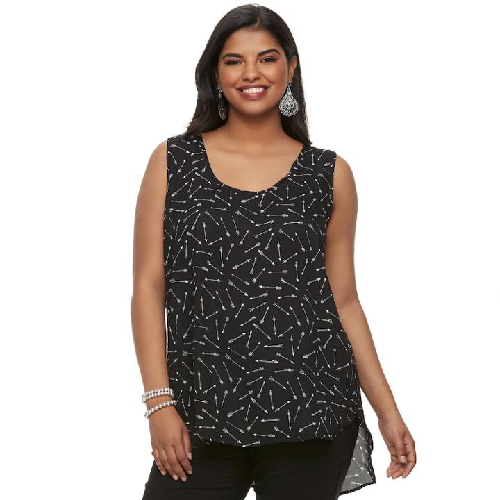 Juniors' Plus Size Liberty Love Printed Back Bow Tank, Teens, Size: 2xl, White
