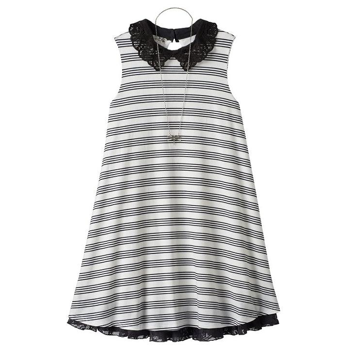 Girls 7-16 Knitworks Lace Peter Pan Collar Ribbed Dress, Girl's, Size: 8, Black