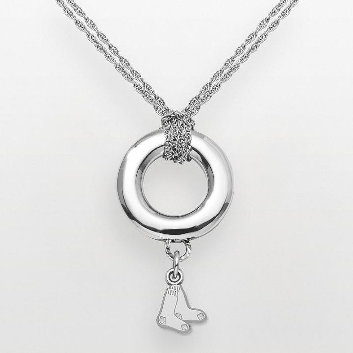 Logoart Boston Red Sox Sterling Silver Logo Halo Pendant, Women's, Size: 16, Grey