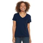 Petite Croft & Barrow&reg; V-neck Tee, Women's, Size: Xxl Petite, Dark Blue