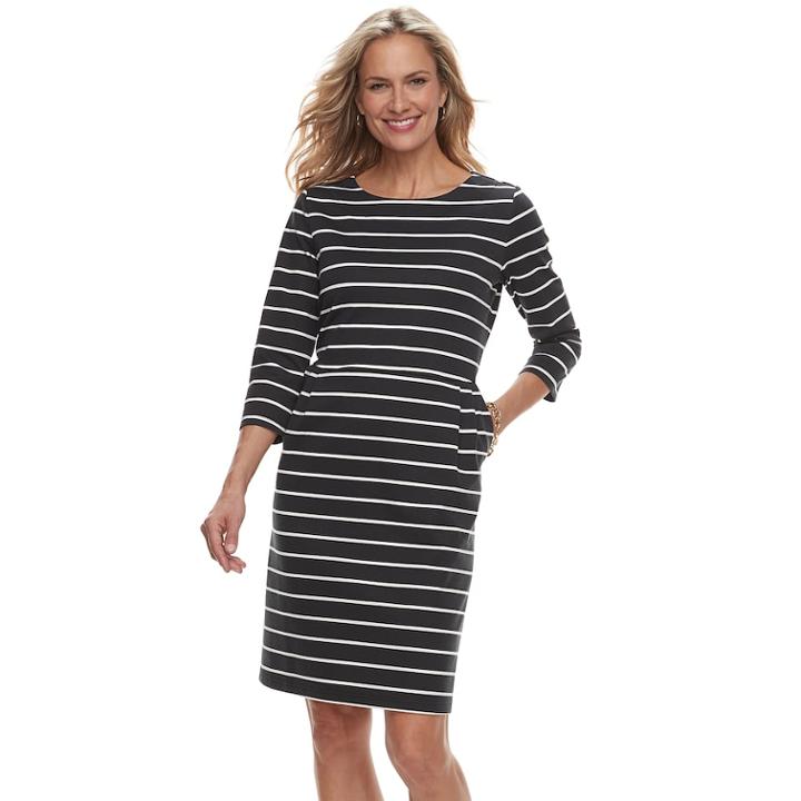 Women's Croft & Barrow&reg; Print Ponte Sheath Dress, Size: Xl, Black