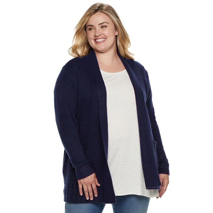 Plus Size Sonoma Goods For Life&trade; Supersoft Airy Shawl Collar Cardigan, Women's, Size: 2xl, Blue (navy)