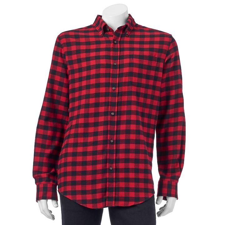 Men's Croft & Barrow&reg; Slim-fit Plaid Flannel Button-down Shirt, Size: Xl, Med Red