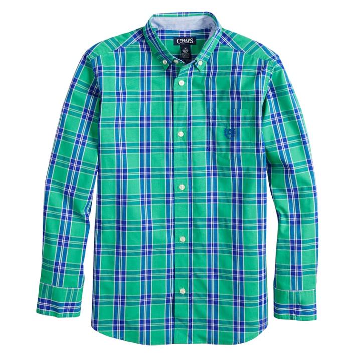 Boys 4-20 Chaps James Plaid Button-down Shirt, Size: 18-20, Lt Green
