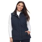 Plus Size Weathercast Faux-fur Lined Quilted Vest, Women's, Size: 2xl, Dark Blue