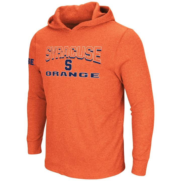 Men's Syracuse Orange Thermal Hooded Tee, Size: Large, Drk Orange