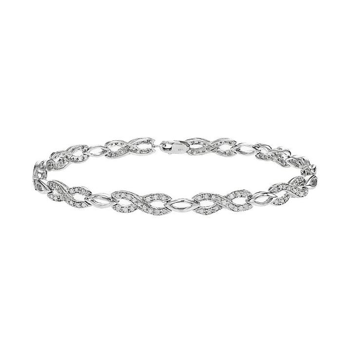 Sterling Silver 3/4 Carat T.w. Diamond Infinity Bracelet, Women's, Size: 7.25, White