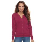 Petite Croft & Barrow&reg; Button-front Cardigan, Women's, Size: Xs Petite, Pink