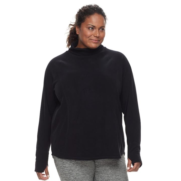 Plus Size Tek Gear Microfleece Turtleneck Pullover Top, Women's, Size: 2xl, Black