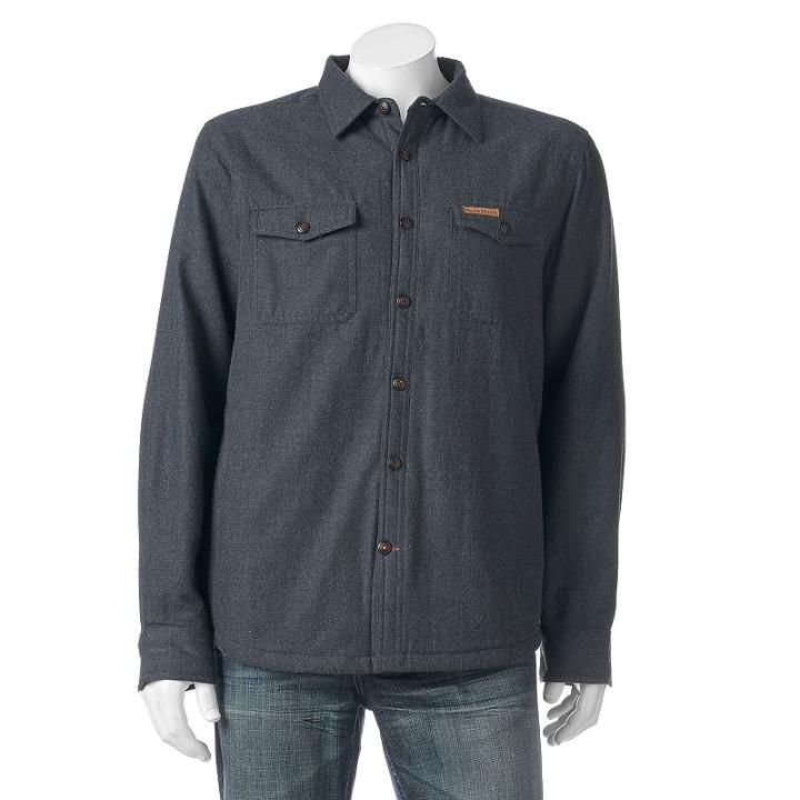 Men's Field & Stream Sherpa-lined Solid Shirt Jacket, Size: Small, Dark Grey