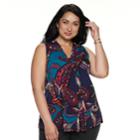 Plus Size Dana Buchman Pleated V-neck Tank, Women's, Size: 3xl, Dark Red