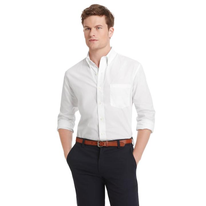 Men's Izod Basic Essential Button-down Shirt, Size: Small, White