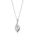 Intertwined Sterling Silver Cubic Zirconia 2-stone Leaf Pendant, Women's, Size: 18, White