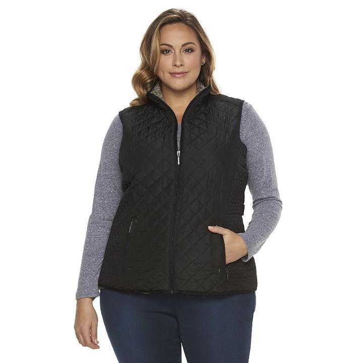 Plus Size Weathercast Quilted Vest, Women's, Size: 1xl, Black