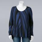 Plus Size Simply Vera Vera Wang Textured Asymmetrical Top, Women's, Size: 1xl, Blue