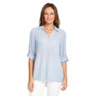 Women's Gloria Vanderbilt Lenora Roll-tab Shirt, Size: Medium, Blue