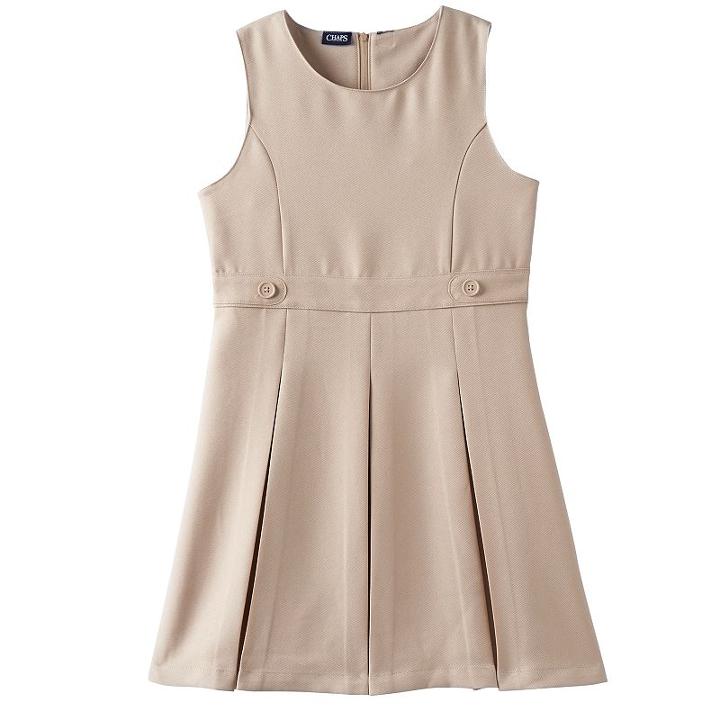 Girls 4-16 Chaps Pleated Jumper, Girl's, Size: 6, Med Beige