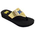 Women's Michigan Wolverines Shine Platform Flip-flops, Size: Xl, Gold