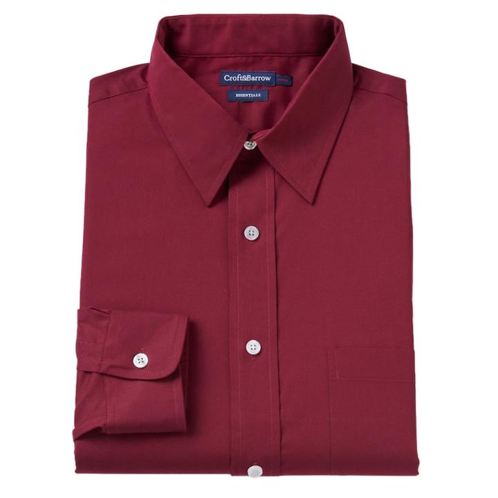 Big & Tall Croft & Barrow Fitted Checked Dress Shirt, Men's, Size: 14.5-32/33, Red