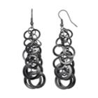 Circle Cluster Nickel Free Graduated Linear Earrings, Women's, Black