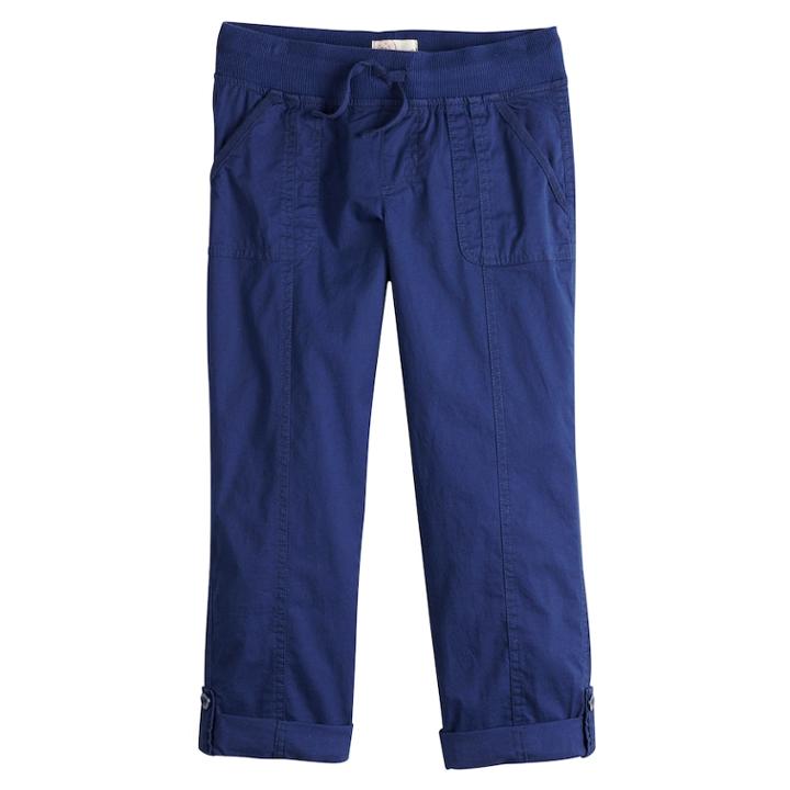 Girls 7-16 & Plus Size So&reg; Utility Rolled Cuff Capri Pants, Size: 20 1/2, Dark Blue