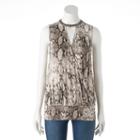 Women's Jennifer Lopez Beaded Keyhole Tank, Size: Large, Grey