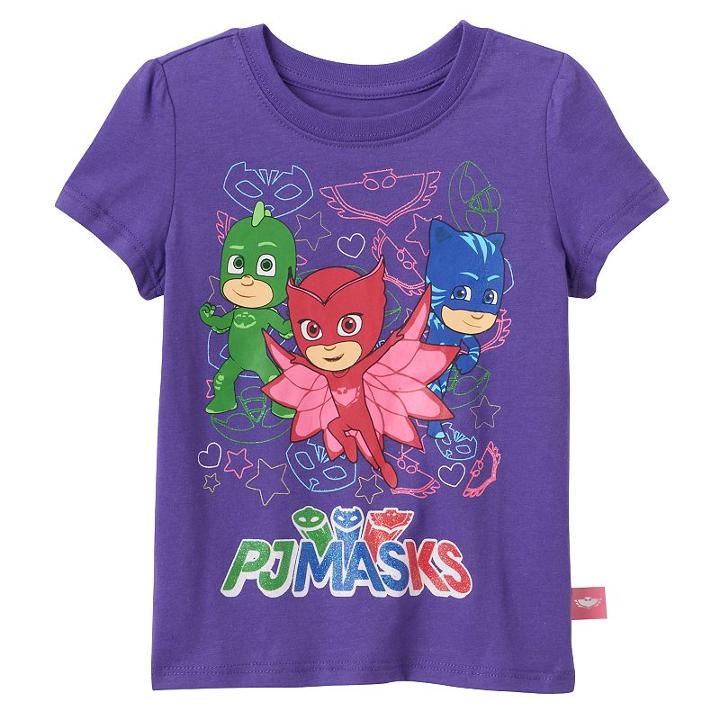 Girls 4-6x Pj Masks Owlette, Gekko & Catboy Masks Glitter Graphic Tee, Girl's, Size: 4, Pink