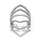 Cubic Zirconia Sterling Silver Chevron Ring, Women's, Size: 8, White