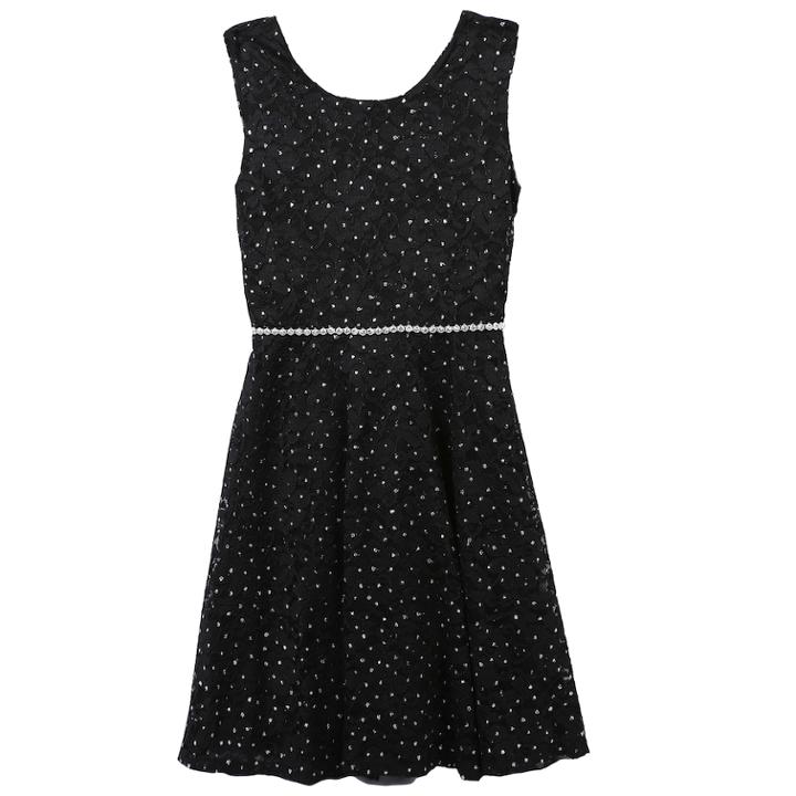 Girls 7-16 & Plus Speechless Glitter Lace Dress, Size: 14, Silver