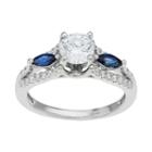 14k White Gold 1 Carat T.w Igl Certified Diamond & Sapphire Engagement Ring, Women's, Size: 7, Blue