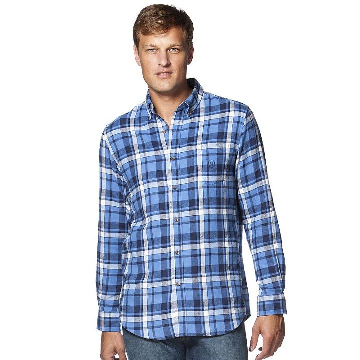 Men's Chaps Flannel Classic-fit Open Check Button-down Shirt, Size: Xl, Blue