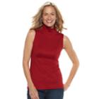 Women's Croft & Barrow&reg; Mockneck Sleeveless Top, Size: Xl, Dark Red
