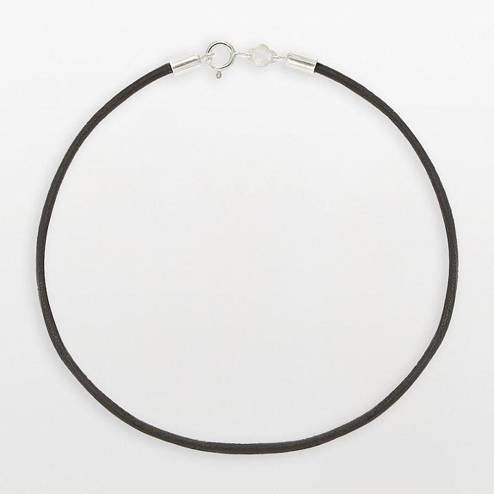Individuality Beads Sterling Silver Leather Bracelet, Women's, Size: 8, Black