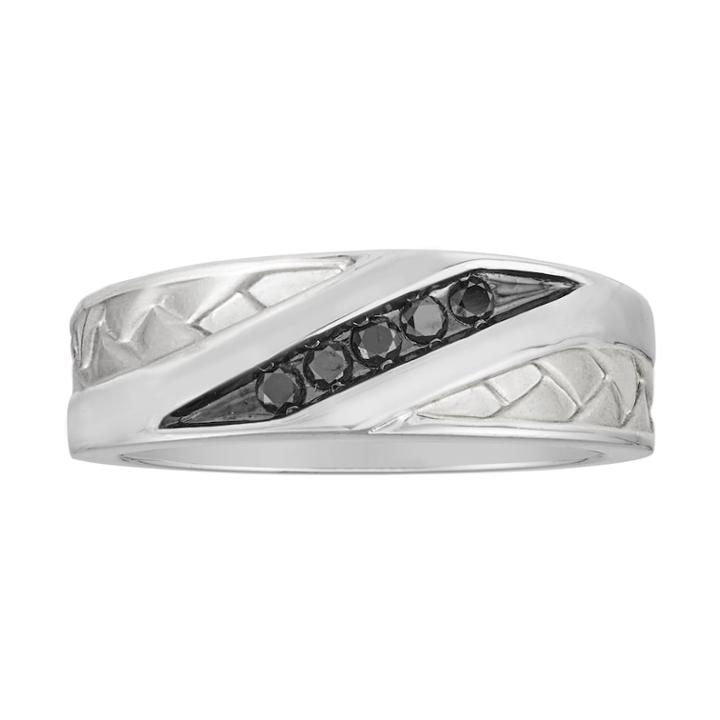 Men's 10k White Gold 1/6 Carat T.w. Diamond Channel Ring, Size: 12, Black