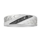 Men's 10k White Gold 1/6 Carat T.w. Diamond Channel Ring, Size: 12, Black
