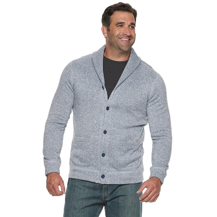 Big & Tall Sonoma Goods For Life&trade; Modern-fit Supersoft Sweater Fleece Shawl-collar Cardigan, Men's, Size: Xl Tall, Dark Blue