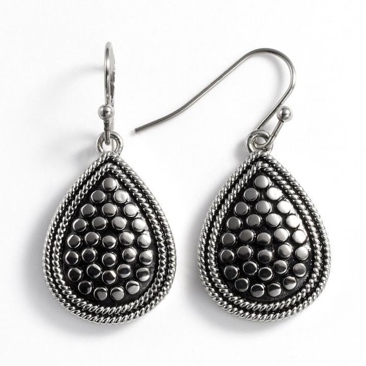 Kate Markus Stainless Steel Textured Teardrop Earrings, Women's, Grey