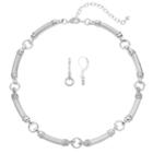 Napier Silver Tone Circle Link Necklace & Drop Earring Set, Women's