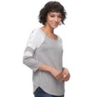Juniors' So&reg; Lace-up Raglan Tee, Teens, Size: Xs, Grey (charcoal)