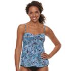 Women's A Shore Fit Tummy Slimmer Mesh Tankini Top, Size: 14, Blue