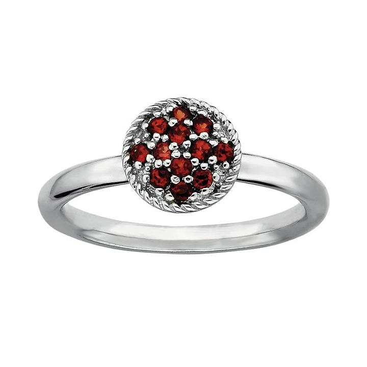 Stacks And Stones Sterling Silver Garnet Cluster Stack Ring, Women's, Size: 6, Red