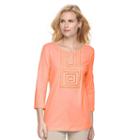 Women's Croft & Barrow&reg; Open-work Slubbed Tee, Size: Large, Med Orange