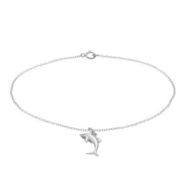 Sterling Summer Dolphin Charm Anklet, Women's, Size: 9, Silver