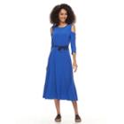 Women's Nina Leonard Cold-shoulder A-line Dress, Size: Small, Med Blue