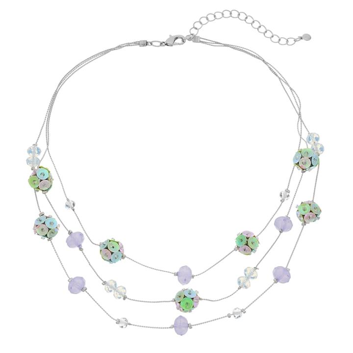 Sequin Bead Multistrand Illusion Necklace, Women's, Multicolor