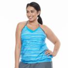 Plus Size Free Country Bust Enhancer 2-in-1 Tankini Top, Women's, Size: 1xl, Blue