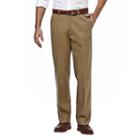 Big & Tall Haggar Premium No-iron Khaki Stretch Straight-fit Flat-front Pants, Men's, Size: 36x36, Beig/green (beig/khaki)
