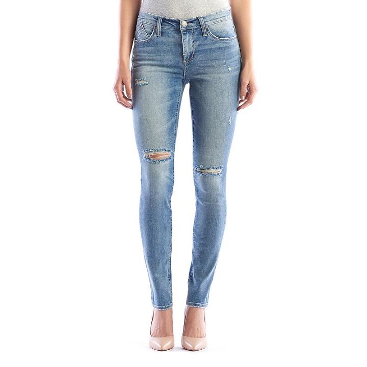 Women's Rock & Republic&reg; Berlin Light Wash Ripped Skinny Jeans, Size: 4 - Regular, Med Blue